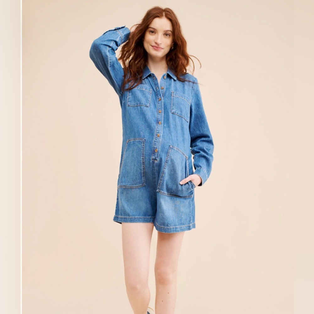 Hatch Maternity Denim Romper